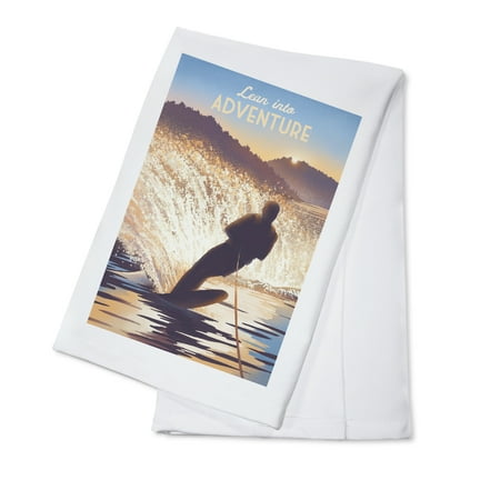 

Lithograph Lean Into Adventure Water Skiing (100% Cotton Tea Towel Decorative Hand Towel Kitchen and Home)