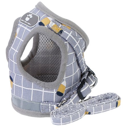 iMountek Pet Mesh Harness Dog Leash Set Reflective Chest Strap Adjustable Puppy Vest For Puppies Breeds Dogs Cats,GreyCheckered XL