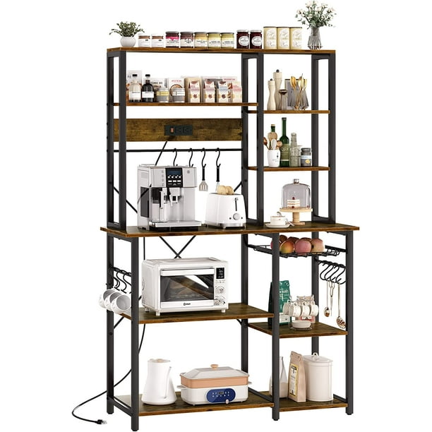 GEDUBIUBOO Large Bakers Rack with Power Outlets 6-Tier Microwave Stand