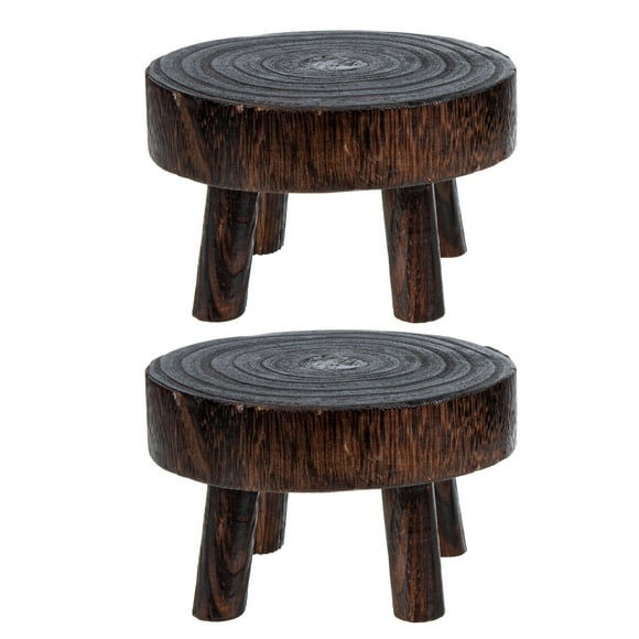 2 Pcs Plant Pot Stand Pots for Plants Wooden Flowerpot Table Green
