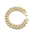 thumbnail image 2 of FEEL STYLE Male Large Square Zircon Gold Plated Cuban Chain Bracelet for Men Women 7", 2 of 5