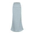 thumbnail image 2 of Uuwenda Women Skirts Slim Fit Ruched Pencil Skirts For High Waisted Elastic Band Bodycon Shirring Skirt With Plus Size Maxi Length Light Gray M, 2 of 5
