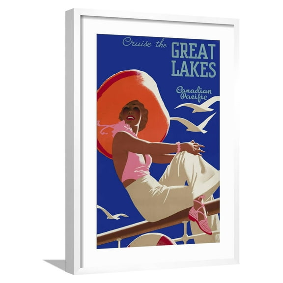 Art.com Cruise the Great Lakes Canadian Pacific Giclee Print, White Frame Wall Art, 21" x 29"