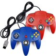 thumbnail image 1 of RetroFam Paquete de 2 Controladores de Joystick de Videojuego con Cable Nintendo 64 N64, Azul y Rojo, 1 of 6