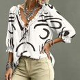 thumbnail image 5 of Women's Polka Dot Top Boho V Neck Lace Shirt Trendy Blouses Beach Vacation Clothes, 5 of 5