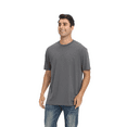 thumbnail image 4 of Zfeel Short Sleeve Heavyweight T-Shirt, Men's 100% Cotton Crewneck Blank Tee, Charcoal, 2XL, 4 of 6