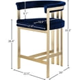 thumbnail image 3 of Meridian Furniture Marcello Navy Velvet Counter Stool (Set of 2), 3 of 7