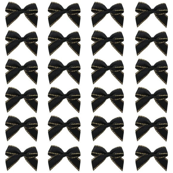 Front Door Bow Black Polyester 200 Pcs 1x0.8in