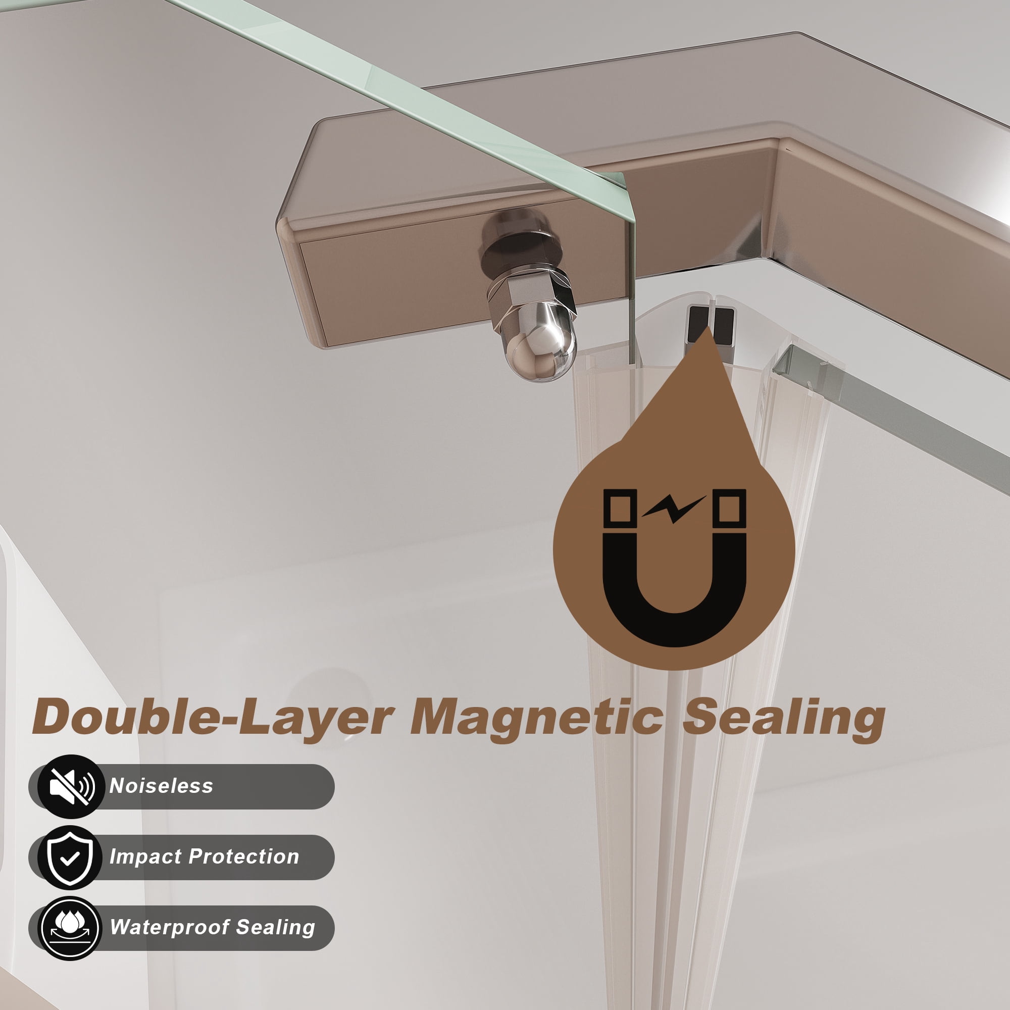 Leumius Pivot Shower Door,36"*36"*72" Frameless Pivot Shower Door with 1/4" Tempered Glass,Neo-Angle Neo-Angle Pivot Shower Enclosure for Bathroom Shower,Chrome