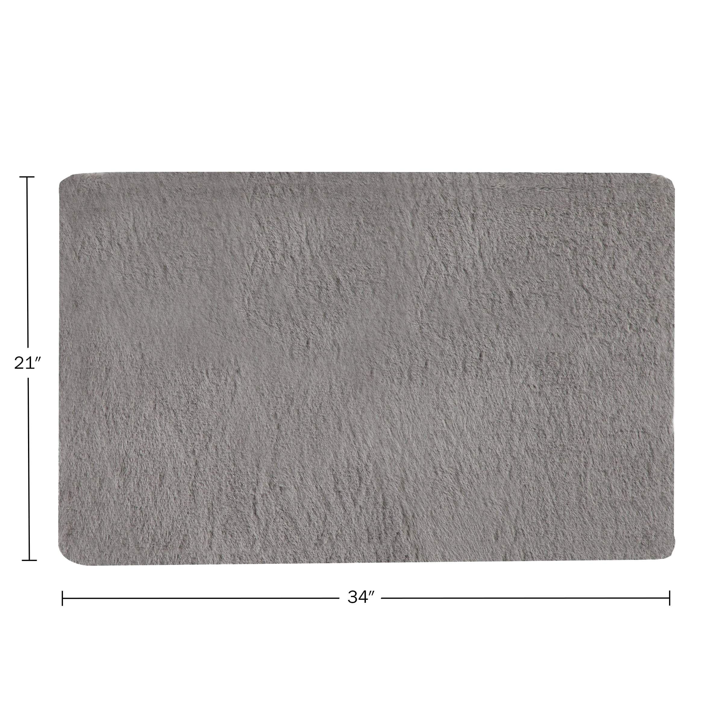 Home-Complete 21x34 Small Faux Fur Bath Mat for Hallway or Kitchen, Machine Washable Nonslip Rug, (Gray)