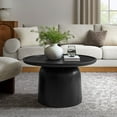 thumbnail image 2 of Coffee Sofa Side End Table, round, Black, Wood, Living Room Lounge Cafe Lobby Hospitality Restaurant, Modern Contemporary, HB37692, 2 of 7