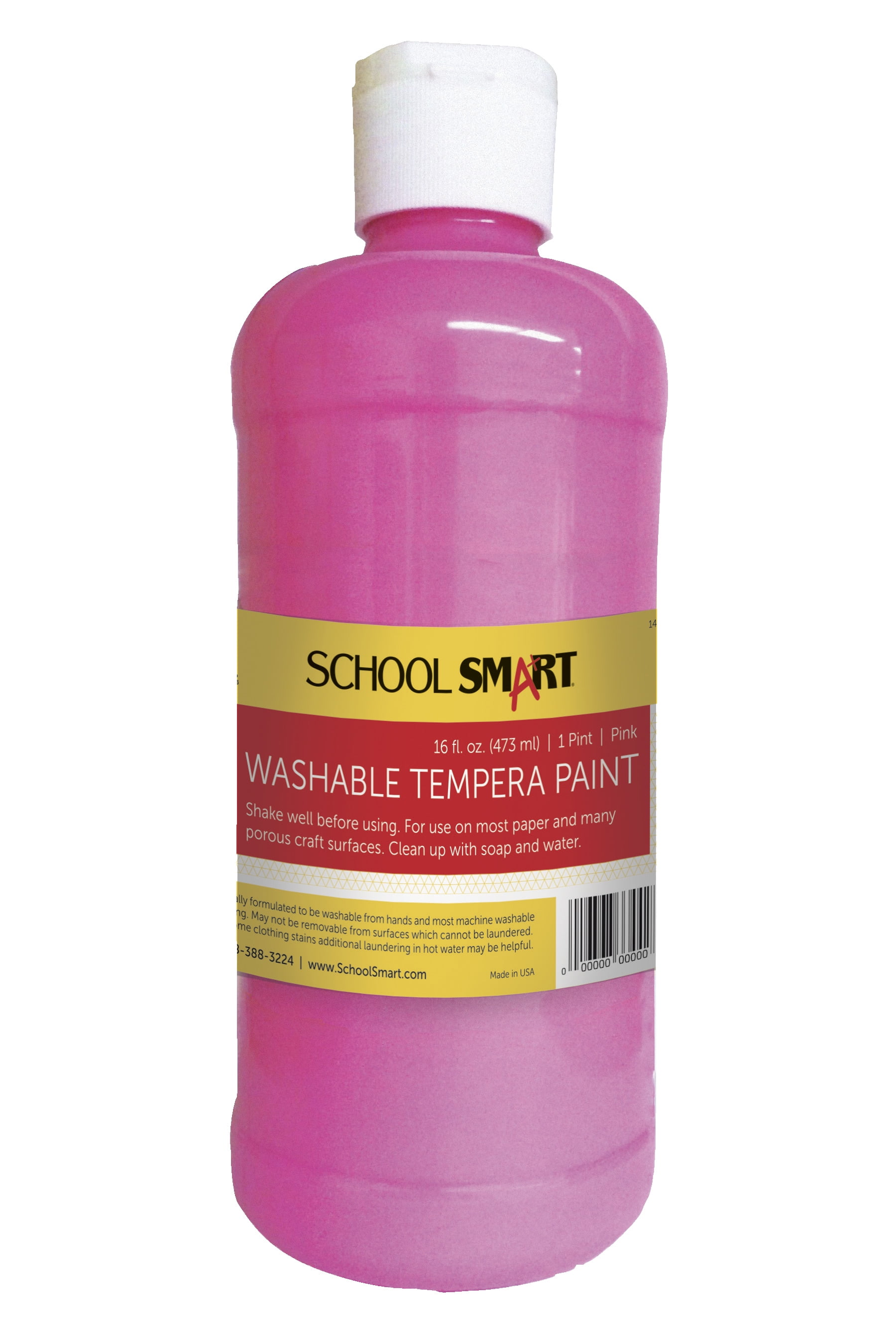 School Smart Non-Toxic Washable Tempera Paint, 1 pt Plastic Bottle