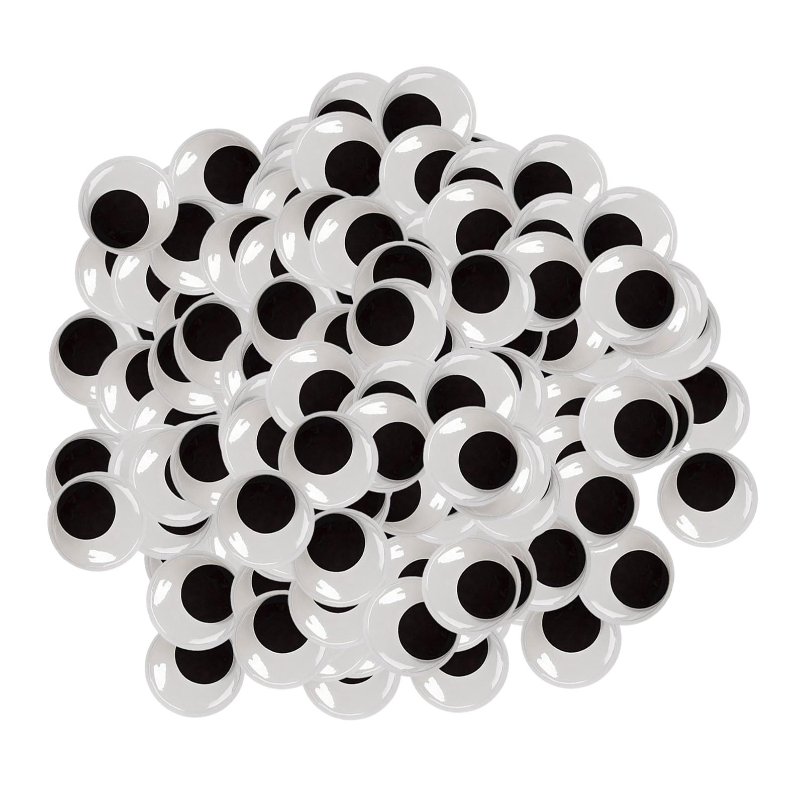 200 Pieces 20mm Black Plastic Wiggle Googly Eyes with Self