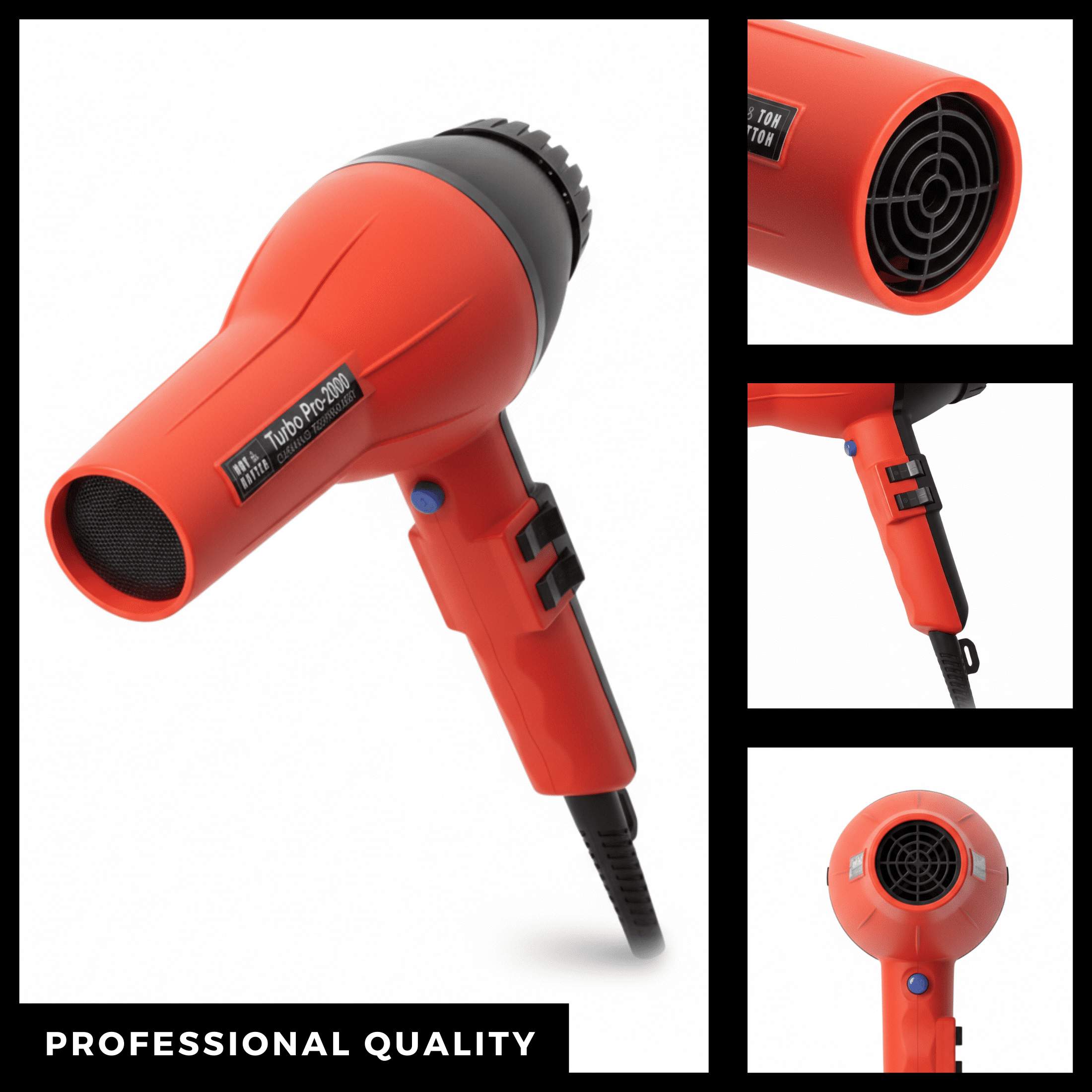 Hot & Hotter Turbo Pro2000 AC Hair Dryer, Red