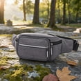 thumbnail image 5 of Men Multifunctional Waist Pack, Crossbody Belt Bag With Multiple Zipper Pockets For Travel Running Hiking Outdoor Sports, Lightweight Chest Sling Storage Bag For Daily Carry Essentials(Gray), 5 of 5