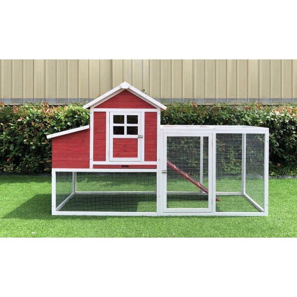 Hanover Outdoor Elevated Wooden Chicken Coop with Ramp, Nesting Box, Wire Mesh Run, Waterproof Roof, 3.9 Ft. x 6.5 Ft. x 2.6 Ft.