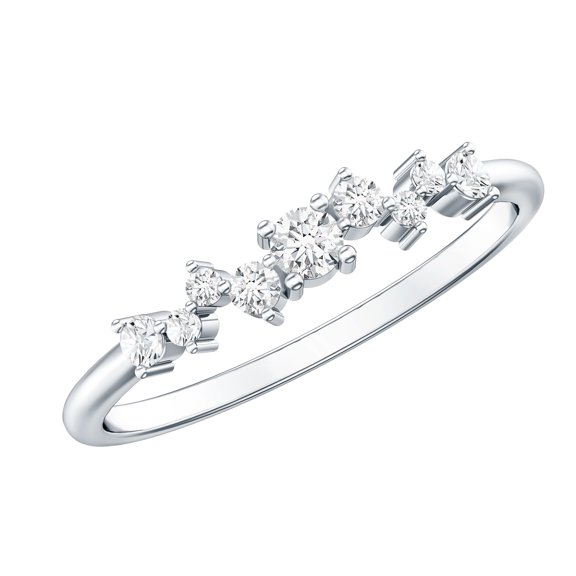 Rosec Jewels Minimal Diamond Half Eternity Ring for Women (HI-SI Quality), 925 Sterling Silver, US 4.00