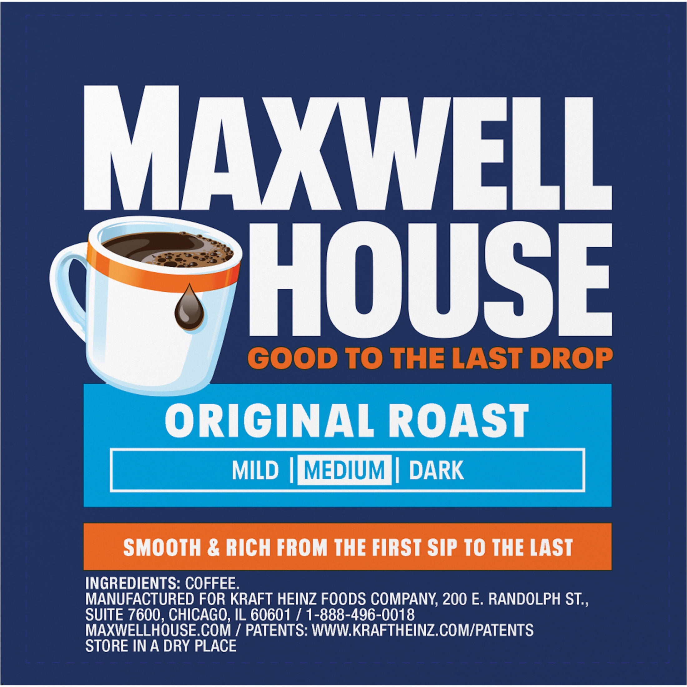 Maxwell House Original Medium Roast Coffee Smooth Balanced K Cup Pods 12 ct. Box Walmart