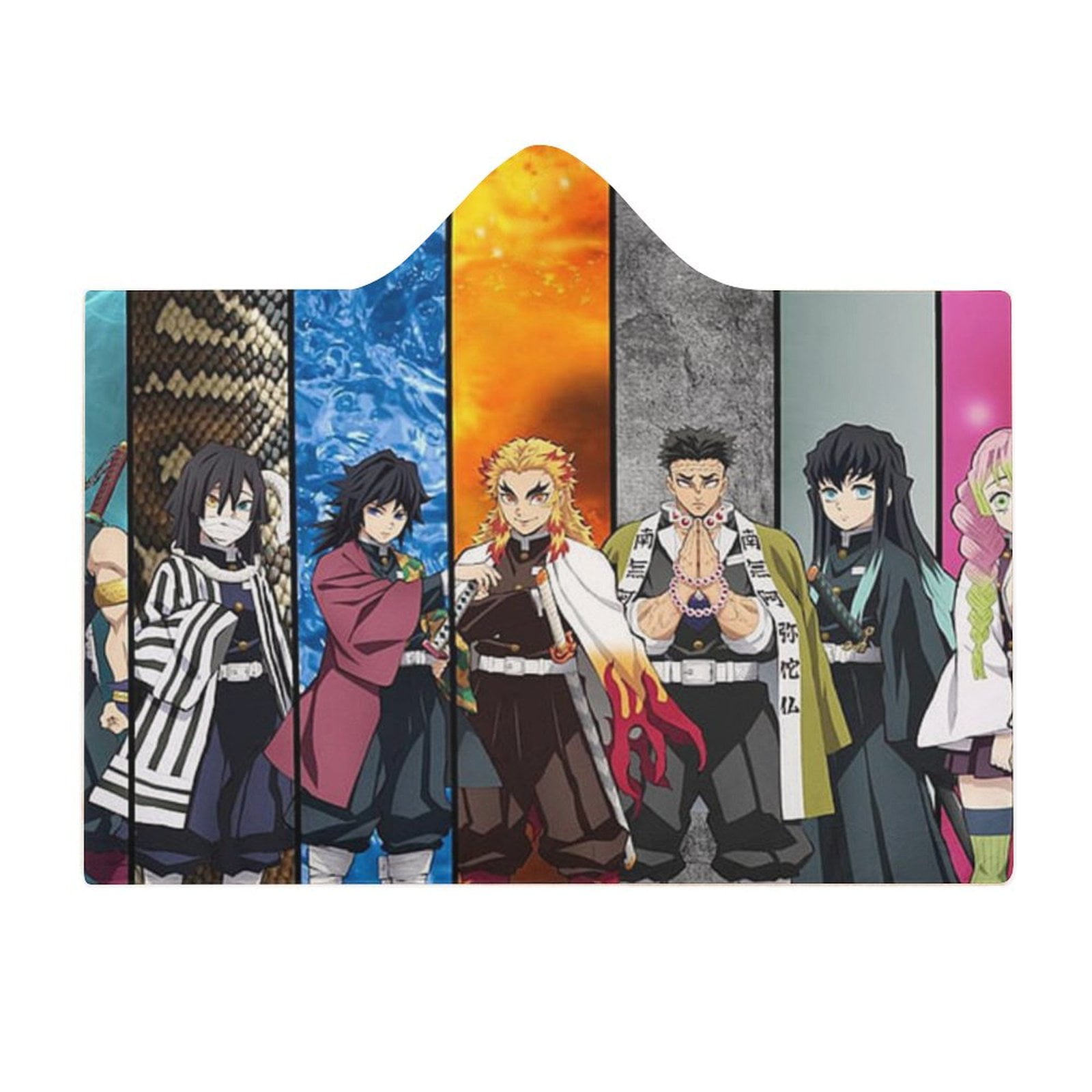 Demon Slayer Wearable Blanket Cloak Arctic Velvet Hooded Blanket Soft Fuzzy Hoodie Blanket Cape for Adults Kids 50"x60"