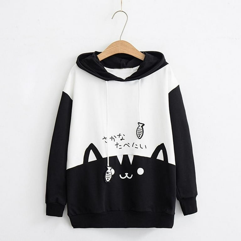 Cute Hoodies for Teen Girls Graphic Hooded Sweatshirt Fall Spring Cartoon Tops Aesthetic Long Sleeve Clothes