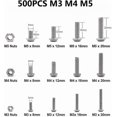 thumbnail image 2 of Kit Vis & Écrou, 500 Pcs M3 M4 M5 Boulons à Tête Plate en Acier Inoxydable Kit d'Assortiment Vis & Écrou avec Boîte de Rangement, 2 of 5