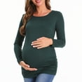 thumbnail image 5 of Bearsland Women's Long Sleeve Maternity Tops Casual Side Ruched Clothes Pregnancy Shirts 3-Pack,F-M, 5 of 9