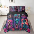 thumbnail image 2 of Homewish Gothic Romantic 7-Piece Bedding Comforter Set,Valentine Rose Flower King Bedding Sets,Spooky Skeleton Skull Bed Sheets For Boys Girls,Super Cozy Room Decor Reversible, 2 of 8