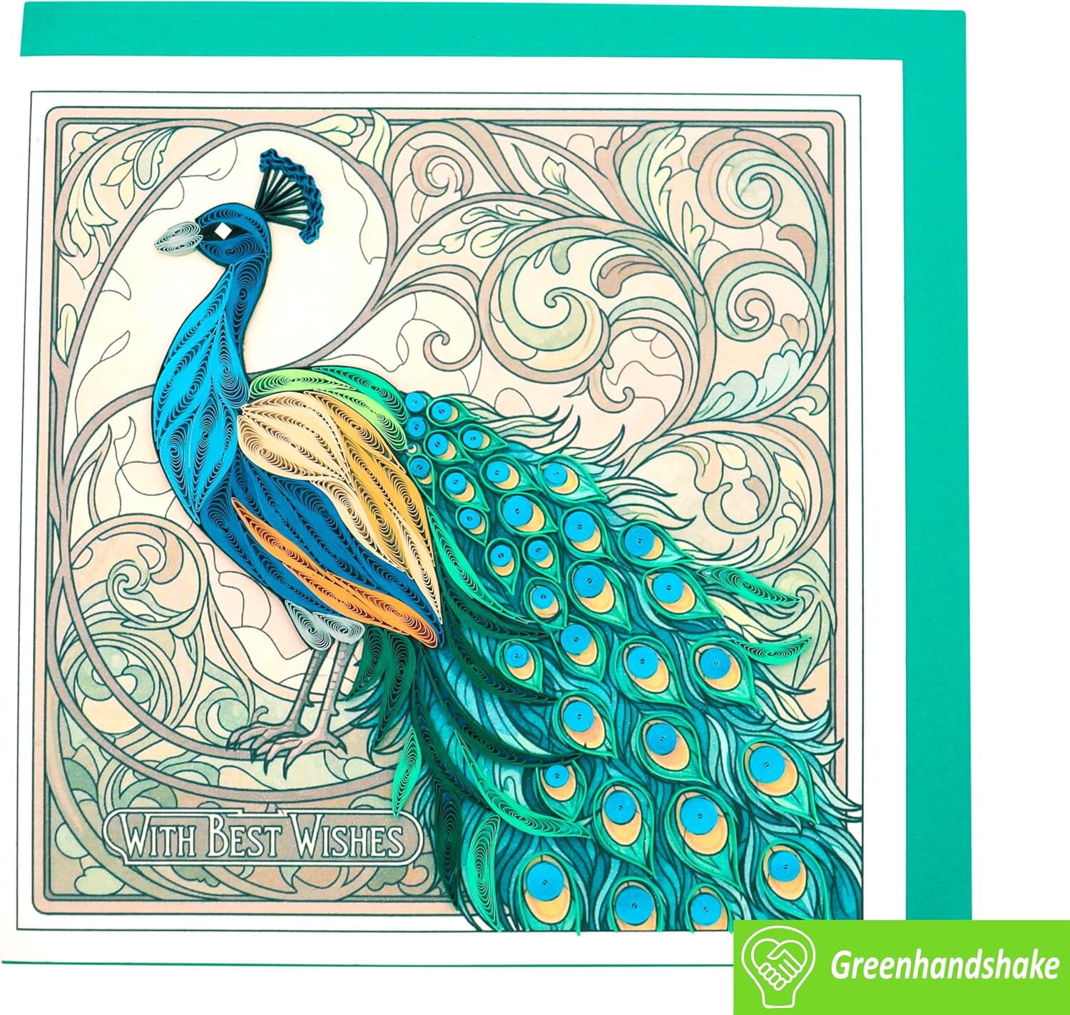 Majestic Peacock, Quilling Card 3D - Unique Dedicated Handmade, Design Greeting for Birthday, Valentine's Day, Mothers Spring, Fathers Graduation, Wedding, Anniversary, Thank You, Get Well, All