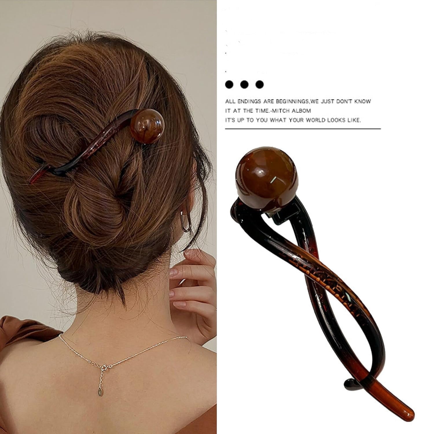 Simple retro beaded hair clip, new hair twist clip on the back of the head, fashionable and versatile headwear slotted clip