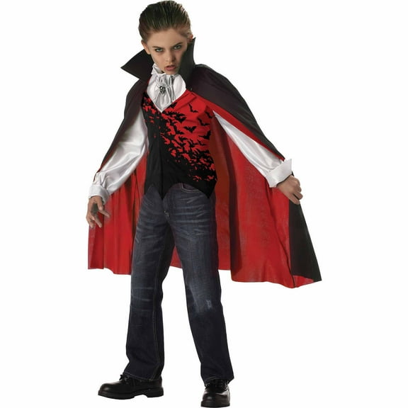Child Boys Prince Of Darkness Vampire Vest Dickie Cape Halloween Costume
