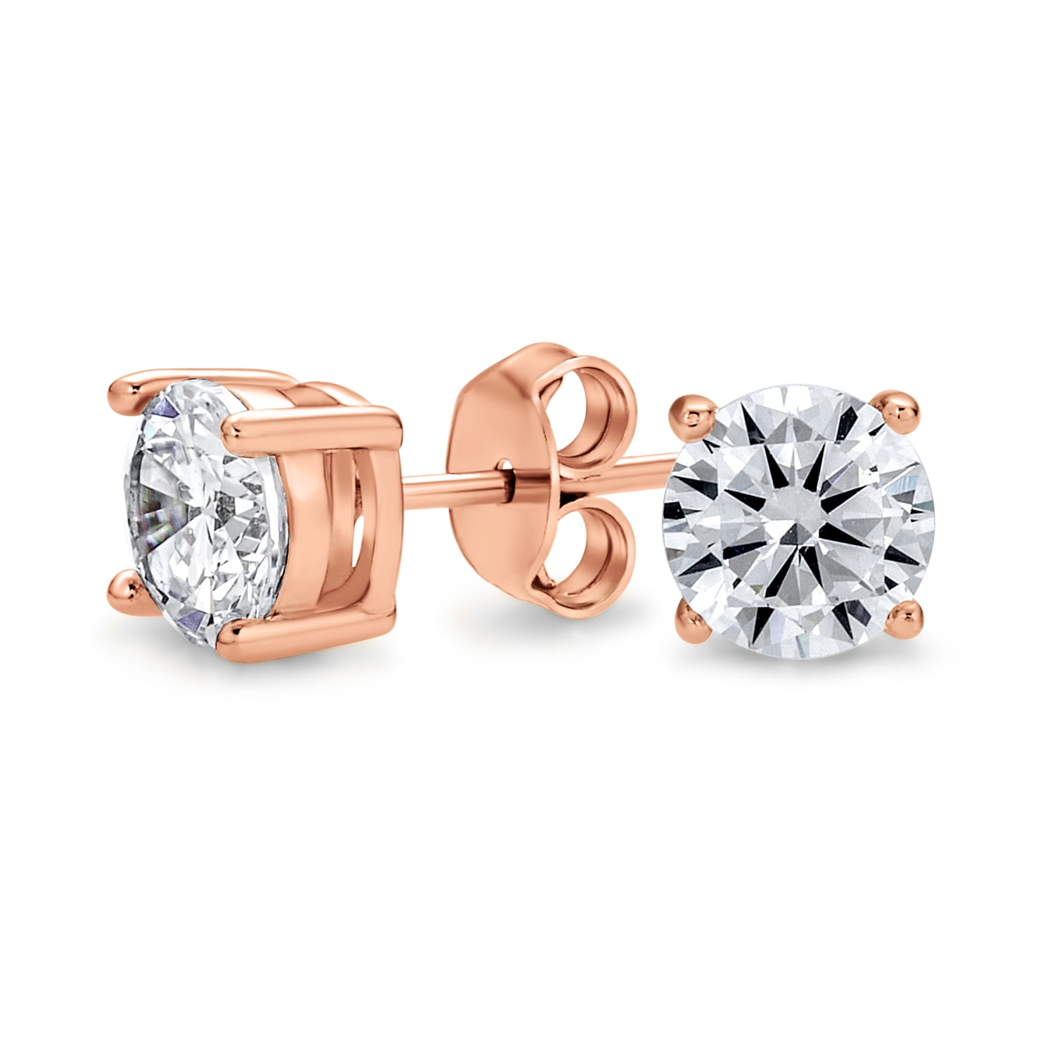 18k Rose Gold Plated Cubic Zirconia Stud Earrings for Women Girls Gifts Idea 