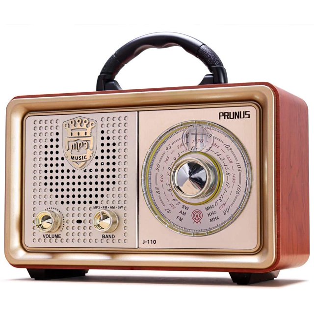 Radio portátil retro vintage PRUNUS J-110 AM FM de onda corta
