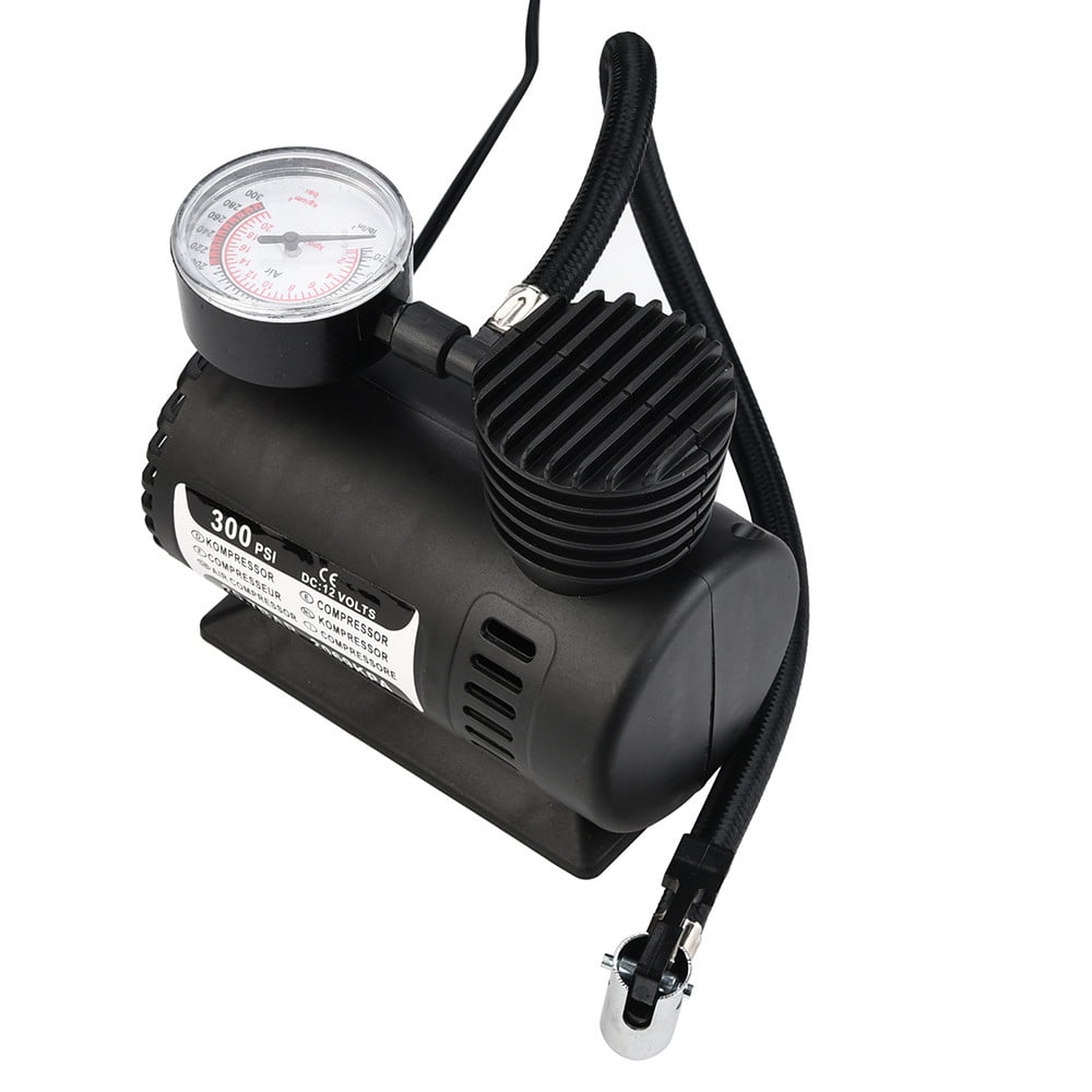 RuiJiao 300PSI Portable Air Compressor for Car Tires, Bike, Motorcycle, Mini Tire Inflator Pump with Pressure Gauge, 12V DC Power, Fast Inflation for Sports Balls, Inflatables, Compact 5.12 Inch