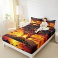 thumbnail image 4 of Manfei Cartoon Fire Mountain Twin Sheet Sets, Ocean Marine Twin Fitted Sheet, Teen Boy Girl Kid Flat Sheet, Luxury Bedroom Decor, 3 Pieces, 4 of 7