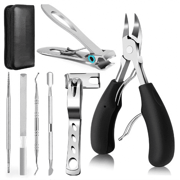 LAPTOM MAX 7PCS Nail Clippers Set, Long Handle Sharp Angled Toenail Clippers for Thick and Ingrown Nails, Heavy Duty Manicure & Pedicure Kit for Seniors and Men