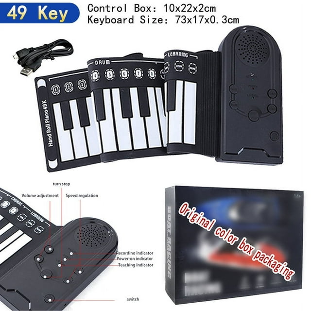 Electronic Hand Roll Piano 49 61 88 Key Beginner Keyboard Instruments Kids Learning Toys for Children Boys Musical Girls Music 49 Key-(Boxed) A