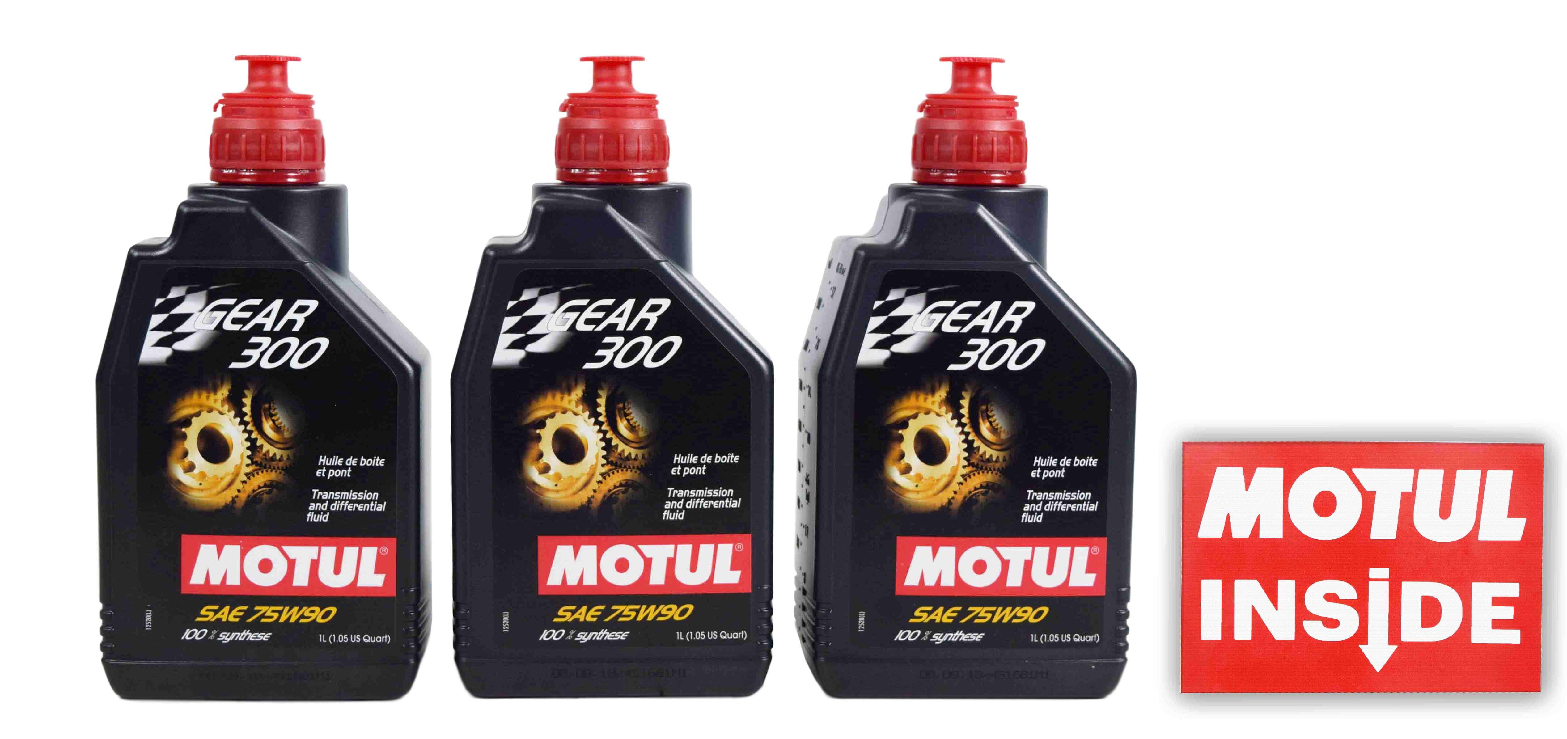 Motul 105777 Gear 300 Oil SAE 75W90 100 Synthetic 75W90 1 Liter 3 Pack w Premium Motul
