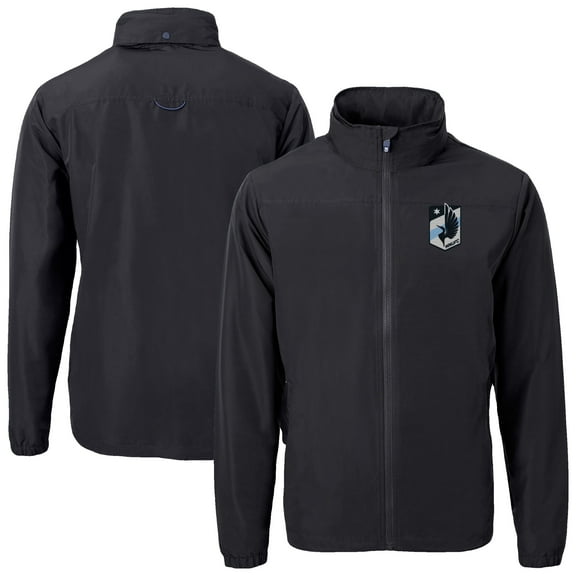Men's Cutter & Buck Black Minnesota United FC Charter Eco Recycled Full-Zip Jacket