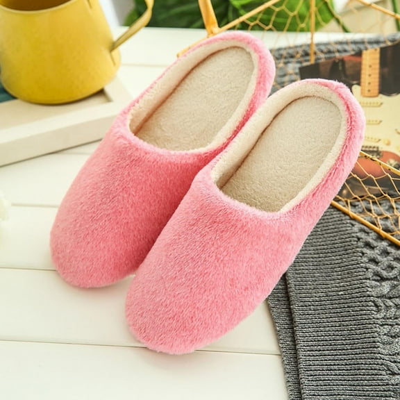 POROPL Women's Slippers Fuzzy Slippers Soft Sole Slippers Winter Indoor(Slip On,Warm) Pink Size 5.5