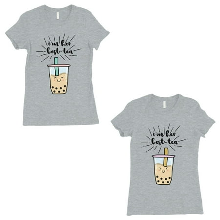 Boba Milk Best-Tea Cute BFF Matching Shirts Womens Grey