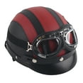 thumbnail image 1 of Universal motocicleta scooter cuero sintético cara abierta medio casco y visera gafas UV rojo Jadeshay  A, 1 of 8