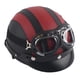thumbnail image 2 of Casco Universal Moto Scooter Cuero Sintético Cara Abierta Medio Casco Y Visera Gafas UV Rojo, 2 of 7