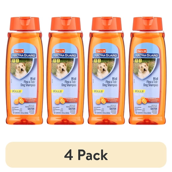 (4 pack) Hartz UltraGuard Citrus Flea & Tick Dog Shampoo, 18 fl oz