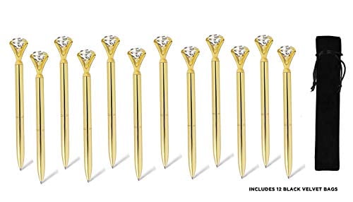 pen with diamond Gold ETCBUYS 12 Pack Diamond Pens Gold fancy pens for women 