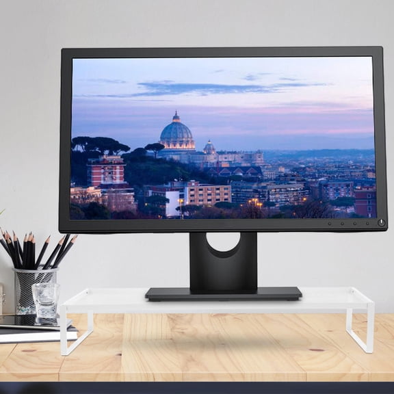 HONMEET White Computer Stand for Desk with Practical Monitor Riser for Home Office