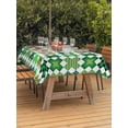 thumbnail image 2 of Saint Patrick's Day Outdoor Tablecloth - 54x80 Inch Rectangle Dining Table Cover, Green Plaid Clovers Geometric Waterproof Outdoor Table Cloth with Umbrella Hole & Zipper for Picnic/Patio/Party, 2 of 7