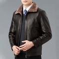 thumbnail image 2 of StSilkitty Men's Fleece Leather Jacket Winter Long Sleeve Full Zip up Collared Leather Jackets Coat with Pockets, 2 of 6