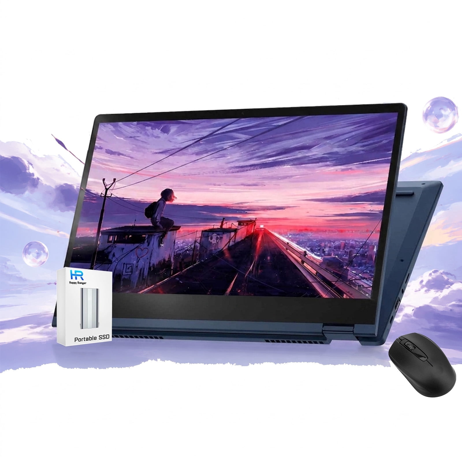 Lenovo Chromebook Plus Touchscreen Laptop 2-in-1 - Intel Core 3 -14” FHD+ Touch - Backlit Keyboard - 8GB RAM 128GB +2TB Cloud Storage - SD Card Reader -Google Chrome Tablet School Students