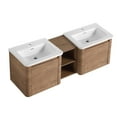 thumbnail image 3 of Noble House 60" Floating Bathroom Vanity, White Ceramic Sink, Soft-Close Door, Rounded Corners, Shelves, Imitative Oak, 3 of 10
