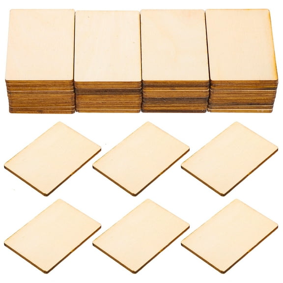 HORIALENCE 100Pcs Wood Shapes for Diy Projects Blank Square Unfinished Wood Pieces